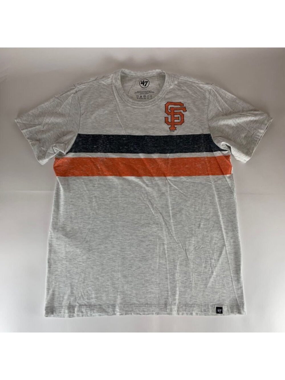 San Francisco Giants MLB Gray Black Orange 47 Brand Crewneck Shirt Mens Large